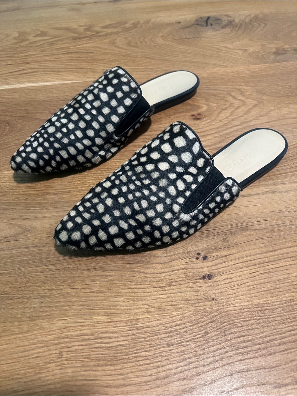 Jenni Kayne Calf Hair Giraffe Print Pointed Toe Mules EU 41